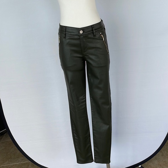 NWT WHBM MidRise Coated Moto Skinny Green 2R - Picture 8 of 16